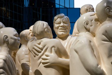 Montreal, Canada - 14th September 2017: The Illuminated Crowd statue in Montreal clipart