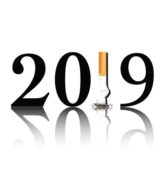 新年の解像度喫煙をやめるコンセプトをスタブ タバコによって置き換えられる 2019 Eps10 ベクトル形式 — ストックベクタ