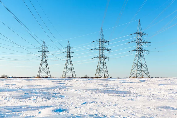 Электрические Столбы Снегу Монреаль Канада — стоковое фото