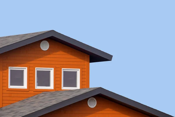 Detalhe Dos Telhados Das Típicas Casas Madeira Iles Madeleine Ilhas — Fotografia de Stock