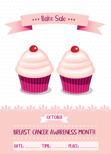 Volante Proporciones Para Anunciar Una Venta Pasteles Caridad Dos Cupcakes — Archivo Imágenes Vectoriales