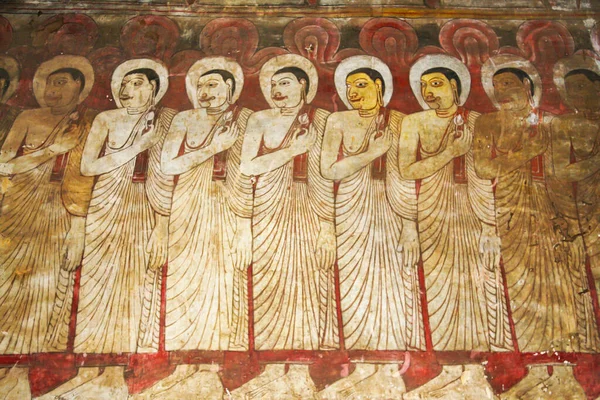 Dambulla Sri Lanka Aprile 2011 Antico Affresco Sulle Pareti Della — Foto Stock