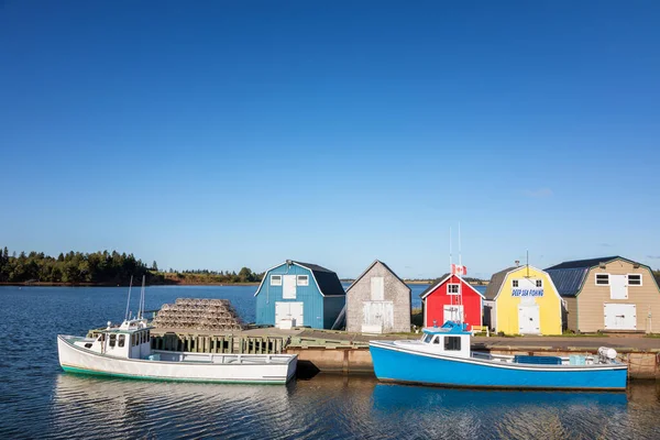 Lobster Barns Lobster Pots Fishing Boats New London Prince Edward — Stock Photo, Image