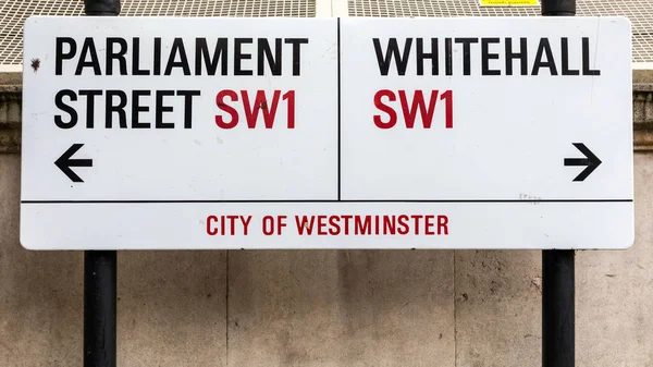 London 5Th June 2017 Iconic City Westminster Road Sign Giving — Stock Photo, Image