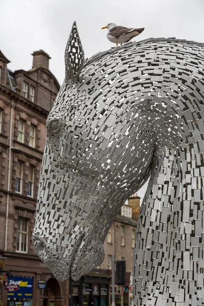 苏格兰爱丁堡 2015年8月9日 爱丁堡街道上的Kelpie雕像 这些都是在为城外的巨大版本做广告 — 图库照片