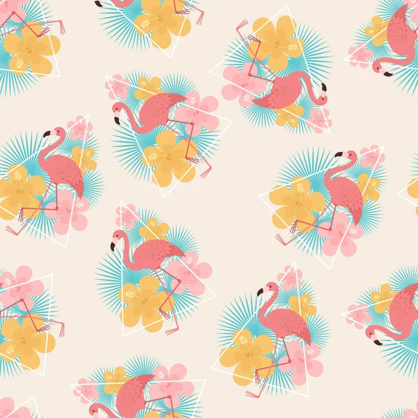 Flamingos Exotic Seamless Pattern Vector Seamless Wallpaper — Stock Vector