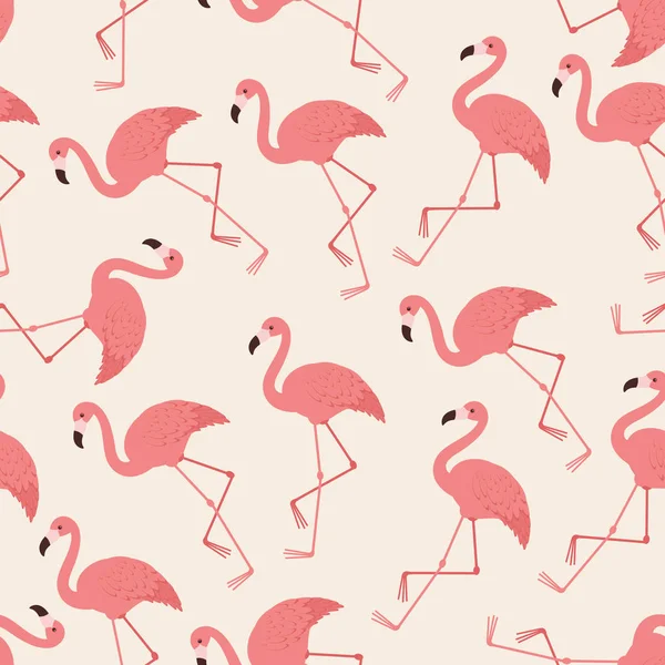 Flamingos Padrão Sem Costura Exótico Vector Papel Parede Sem Costura — Vetor de Stock