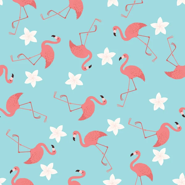 Flamingos Padrão Sem Costura Exótico Vector Papel Parede Sem Costura — Vetor de Stock