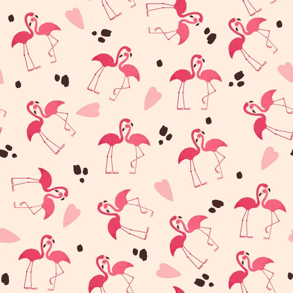 Flamingos Couple Seamless Pattern Wallpaper Vector — Stock Vector