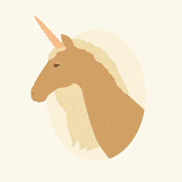Retrato Unicornio Marrón Ilustración Vectorial — Vector de stock
