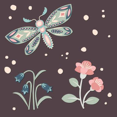 Kağıt kelebek ve çiçekler kes