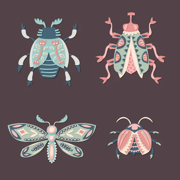 Set uitgesneden papier bugs. — Stockvector