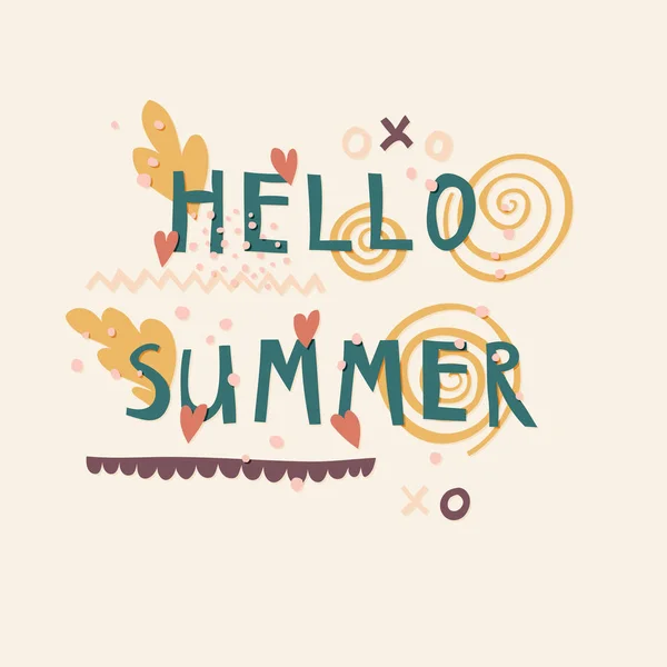 Olá Summer cortar letras de papel — Vetor de Stock