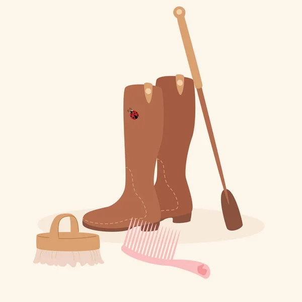 Paardrijden tools met Horse Riding Boots — Stockvector