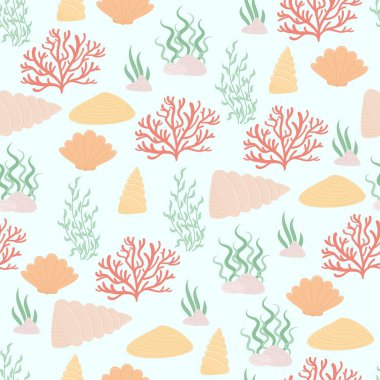 Deniz ya da okyanus yaşam vektör seamless modeli