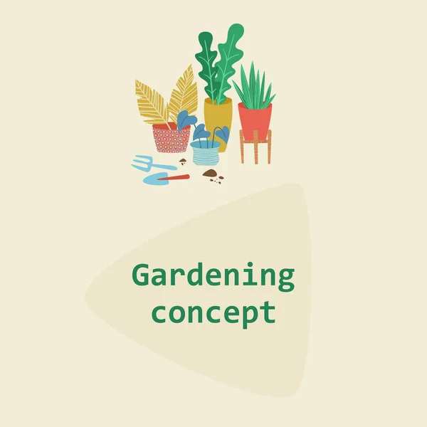 Urban jungle, replanting, gardening concept. — Stock Vector