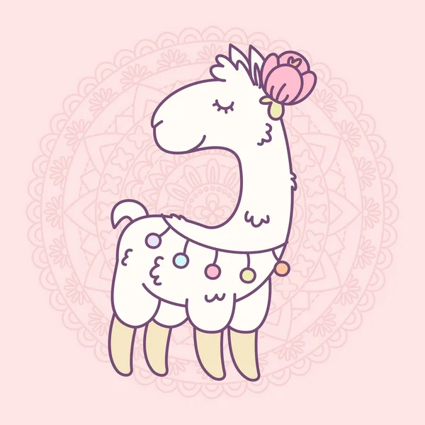 Llama desenho animado ilustração . — Vetor de Stock