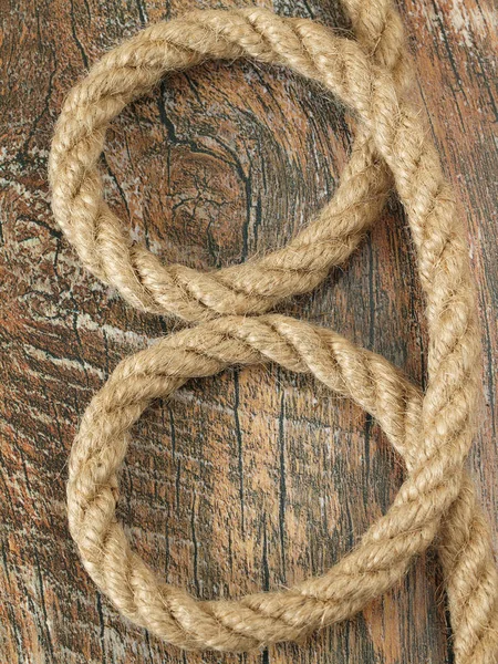Rope Closeup Wooden Background — Stock Photo, Image
