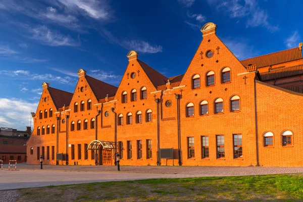 Mooie Architectuur Van Oude Stad Van Gdansk Bij Zonsopgang Polen — Stockfoto