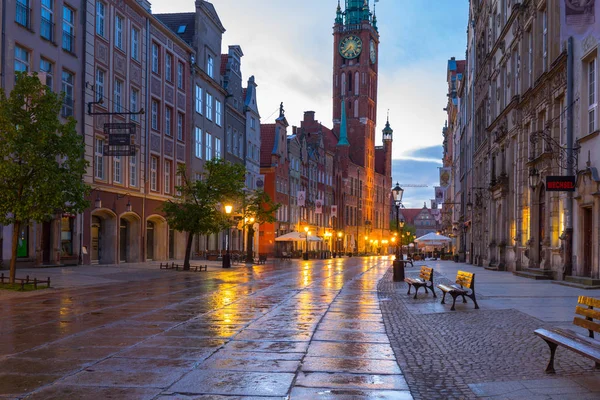 Gdansk Lengyelország 2018 Május Építészet Régi Város Gdanski Városháza Hajnalban — Stock Fotó
