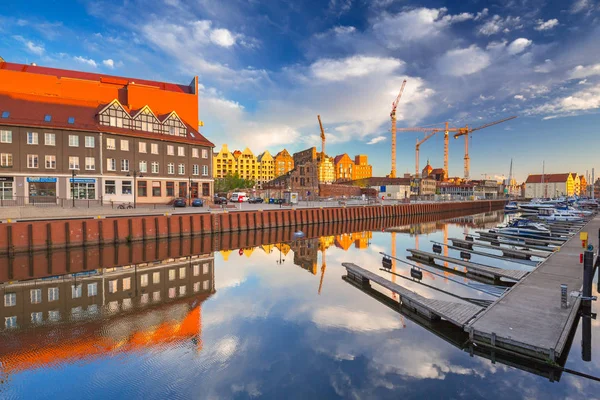 Gdansk Poland May 2018 Marina Gdansk Reflected Motlawa River Sunrise — Stock Photo, Image