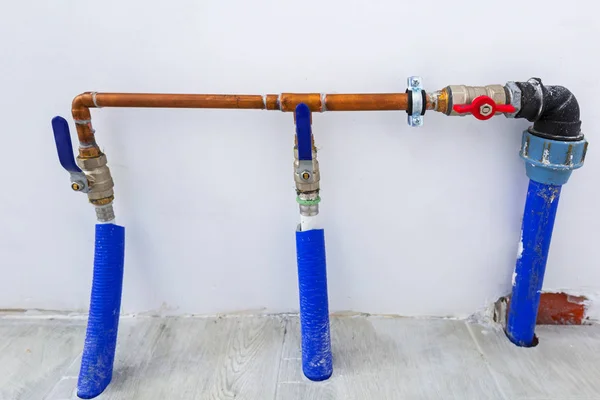 Pipes of central heating system in the boiler room