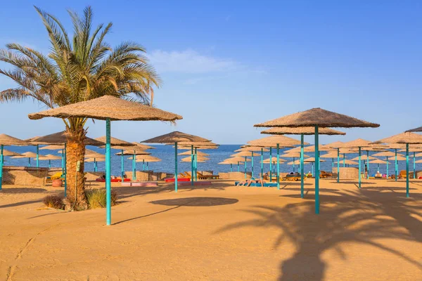 Parasole Plaży Morza Czerwonego Hurghadzie Egipcie — Zdjęcie stockowe