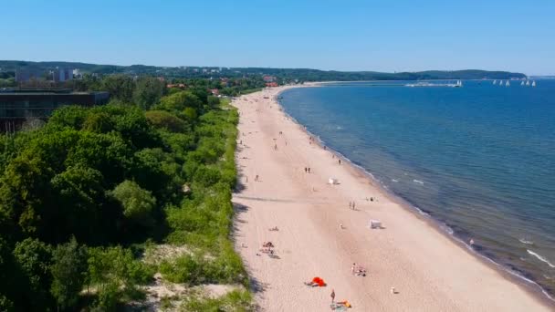Влітку Пляжі Балтійського Моря Місті Сопот Польща — стокове відео