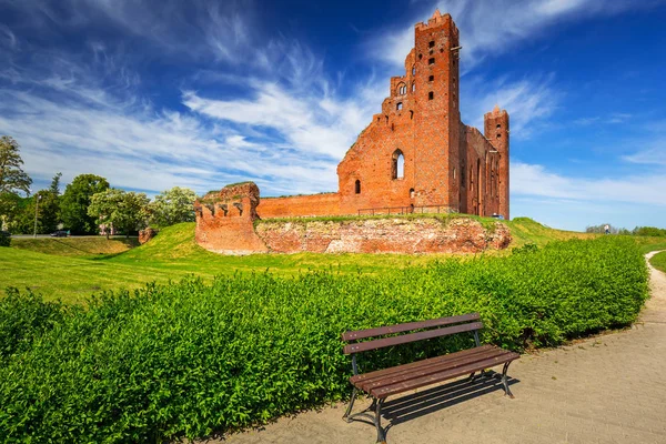 Ruinas Del Castillo Medieval Ladrillo Rydzyn Chelminski Polonia — Foto de Stock