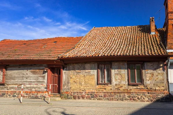 Straat Met Oude Cottage Architectuur Stad Golub Dobrzyn Polen — Stockfoto