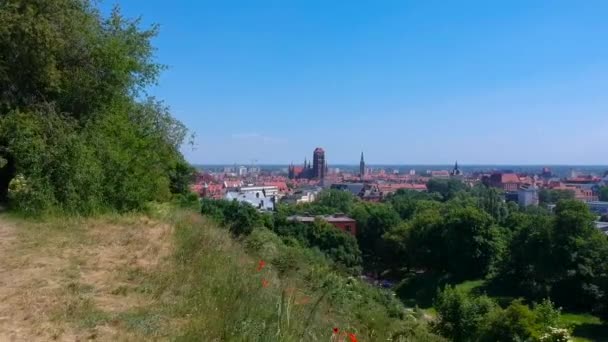 Vackra Arkitekturen Den Gamla Stadsdelen Gdansk Polen — Stockvideo