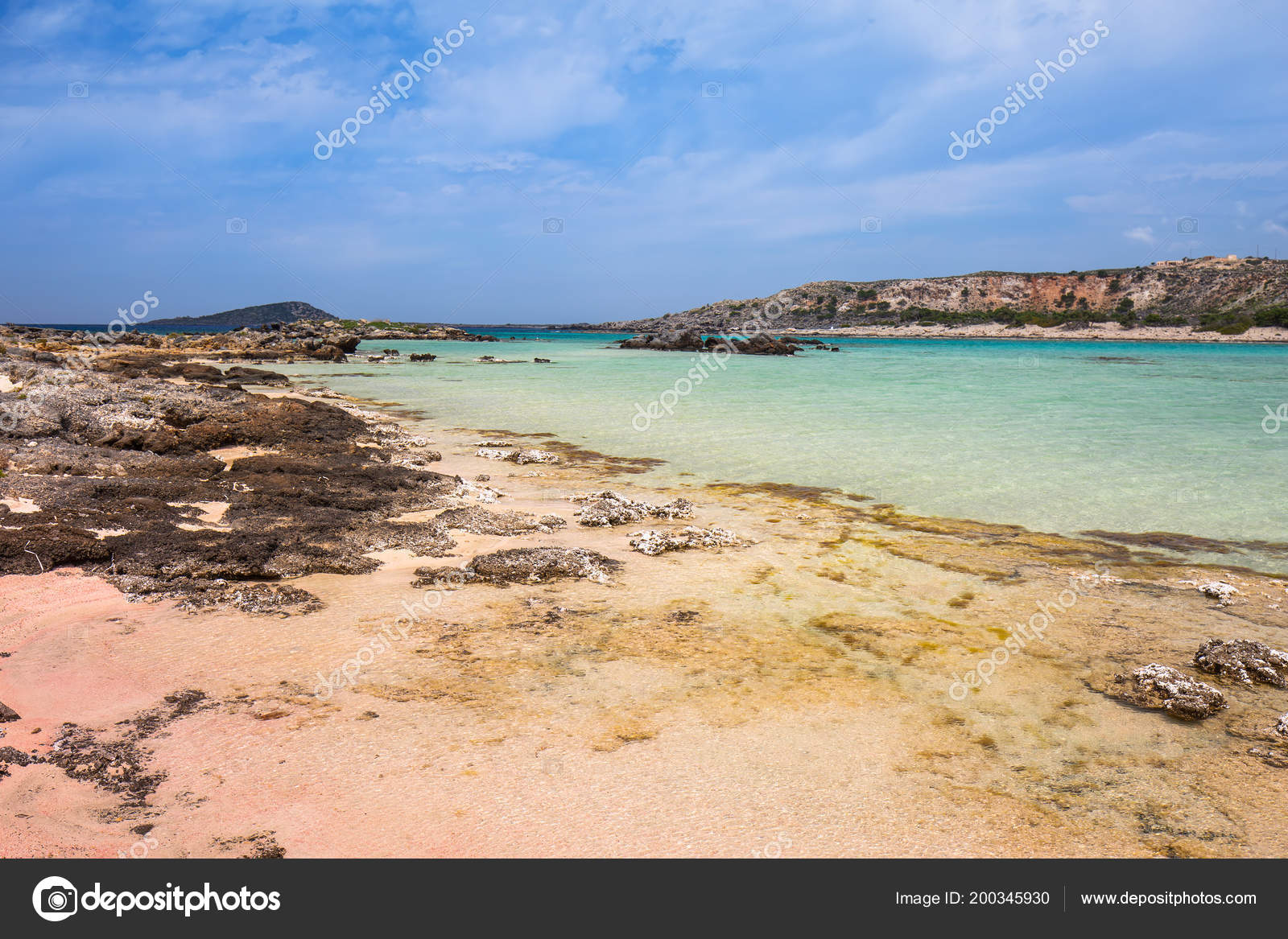 Spiaggia Elafonissi Con Sabbia Rosa Creta Grecia Foto