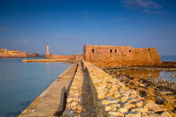 Antico Porto Veneziano Chania All Alba Creta Grecia — Foto Stock