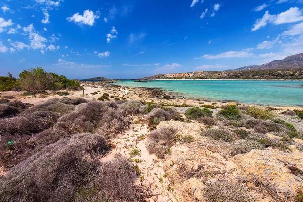 Elafonissi Strand Met Roze Zand Kreta Griekenland — Stockfoto
