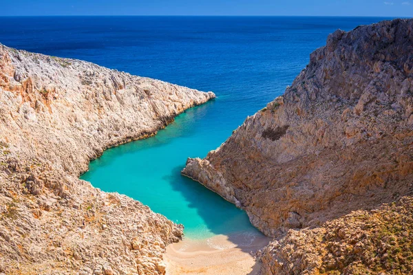 Úžasné Seitan Limania Beach Krétě Řecko — Stock fotografie