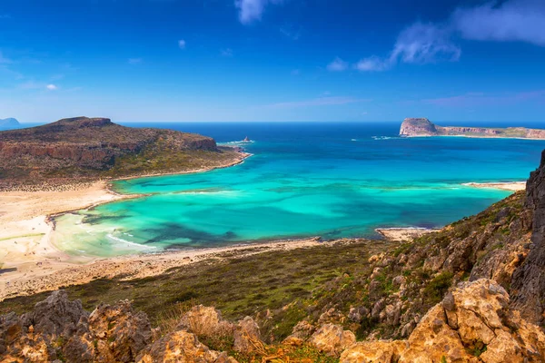 Schöne Landschaft Von Balos Strand Auf Beton Griechenland — Stockfoto