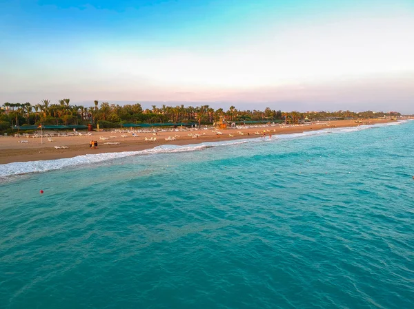 Luftaufnahme Des Tropischen Strandes Der Türkischen Riviera Seitennähe — Stockfoto