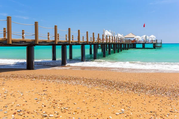 Πανέμορφη Παραλία Τοπίο Στην Τουρκική Ριβιέρα Κοντά Πλευρά — Φωτογραφία Αρχείου