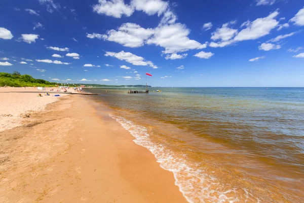 Sunny Beach Balti Tenger Sopot Lengyelország — Stock Fotó