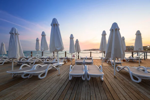 Beautiful Scenery Wooden Pier Turkish Riviera Sunset Side — Stock Photo, Image