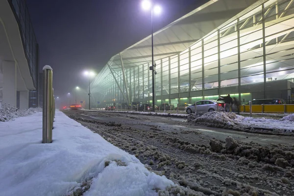 Danzig Polen Januar 2018 Verschneites Terminal Des Lech Walesa Flughafens — Stockfoto