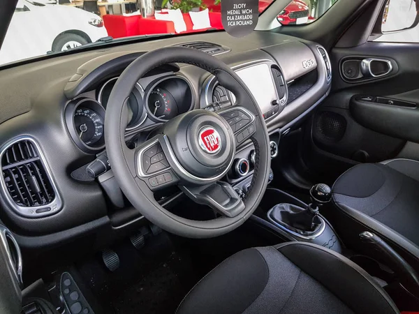 Gdansk Polônia Julho 2018 Interior Carro Fiat 500 Showroom Fiat — Fotografia de Stock