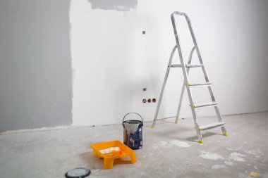 House interior at painting and renovation