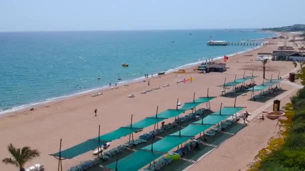Veduta Aerea Della Spiaggia Sulla Riviera Turca Vicino Side — Video Stock