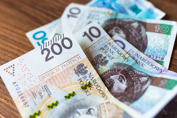 Montón Billetes Zloty Pulidos —  Fotos de Stock