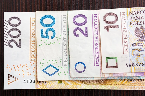 Montón Billetes Zloty Pulidos — Foto de Stock