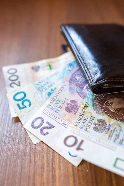 Billetera Con Billetes Zloty Pulidos — Foto de Stock