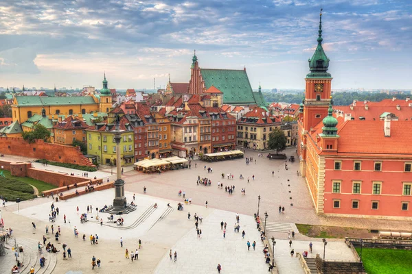 Het Koninklijk Kasteel Plein Warsaw Stad Bij Zonsondergang Polen — Stockfoto