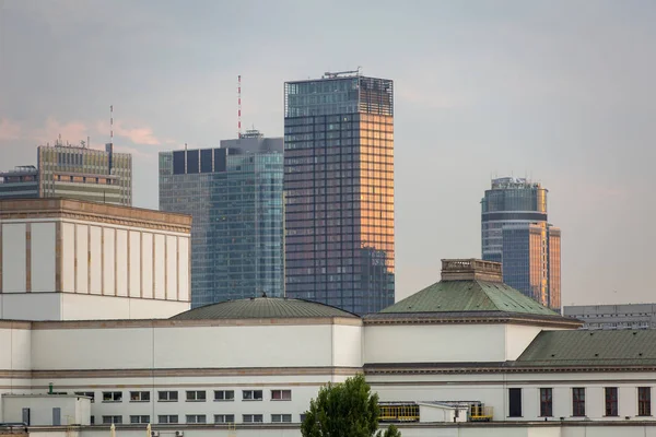 Aerial View Downtown Business Skyscrapers Warsaw Poland — Stock Photo, Image