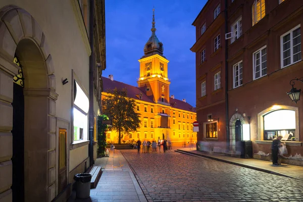 Royal Castle Warsaw Stad Nachts Polen — Stockfoto